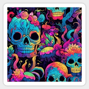 Psychedelic skulls in pattern Sticker